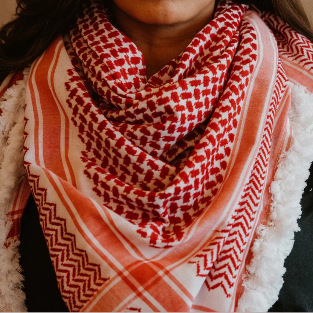 ❤️Red&White authentic woven cotton keffiyeh from Petra Jordan